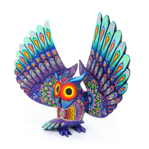 Large Blue Owl - Oaxacan Alebrije Wood Carving