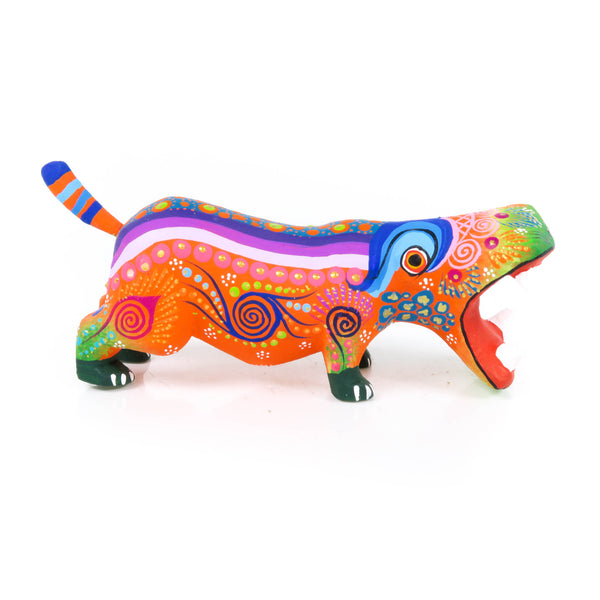 Orange Hippopotamus - Oaxacan Alebrije Wood Carving