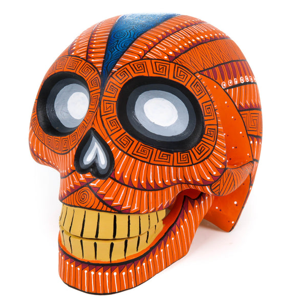 Day of The Dead Skull (Orange) - Oaxacan Alebrije Wood Carving
