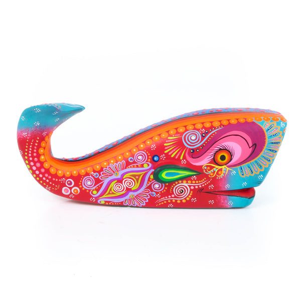 Vibrant Whale (Red) - Oaxacan Alebrije Wood Carving