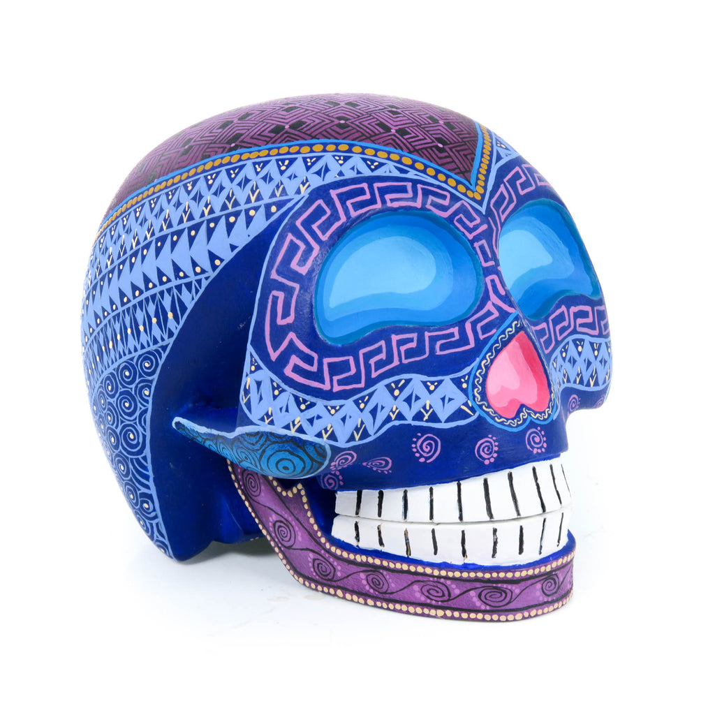 Day of The Dead Skull (Blue) - Oaxacan Alebrije Wood Carving