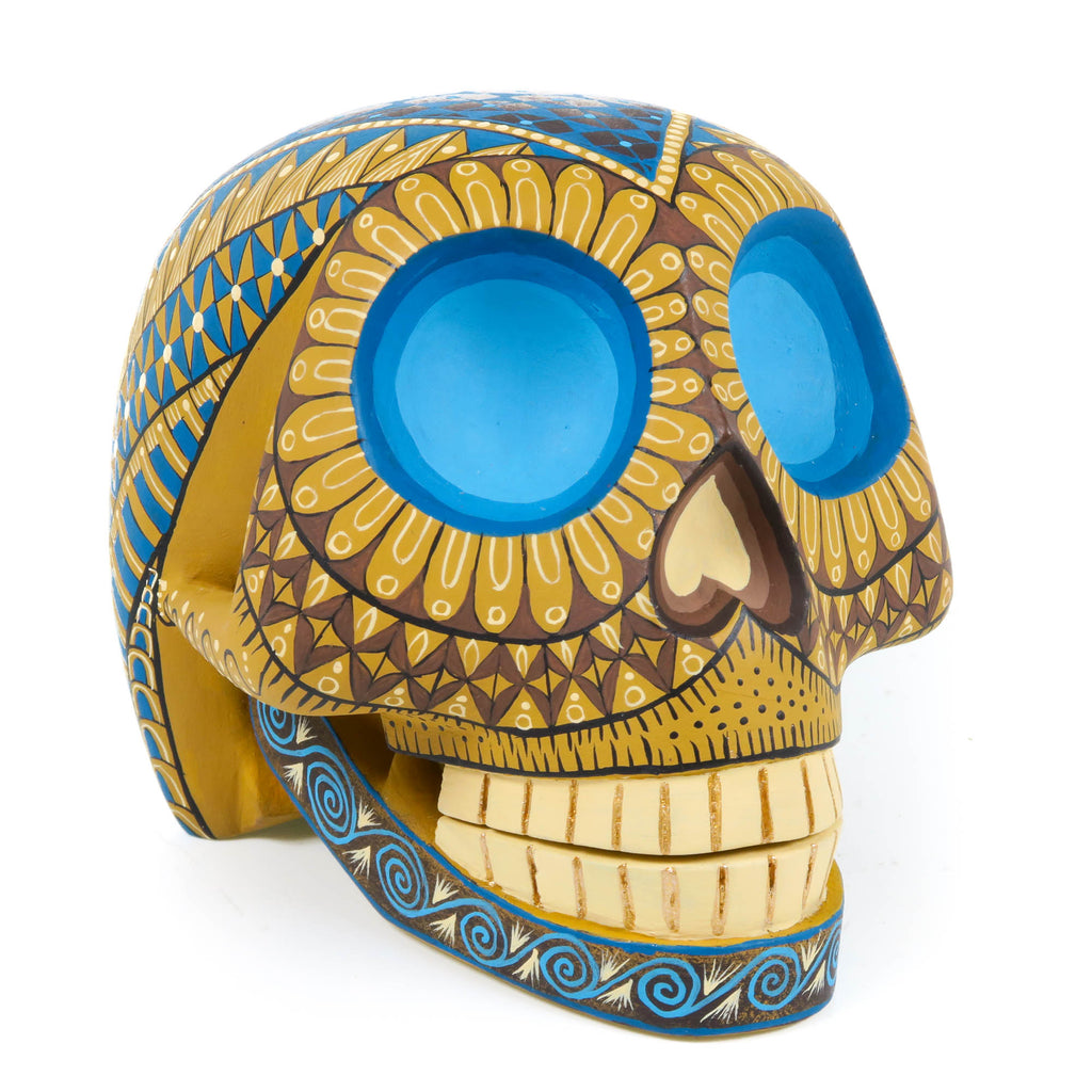 Day of The Dead Skull (Yellow) - Oaxacan Alebrije Wood Carving