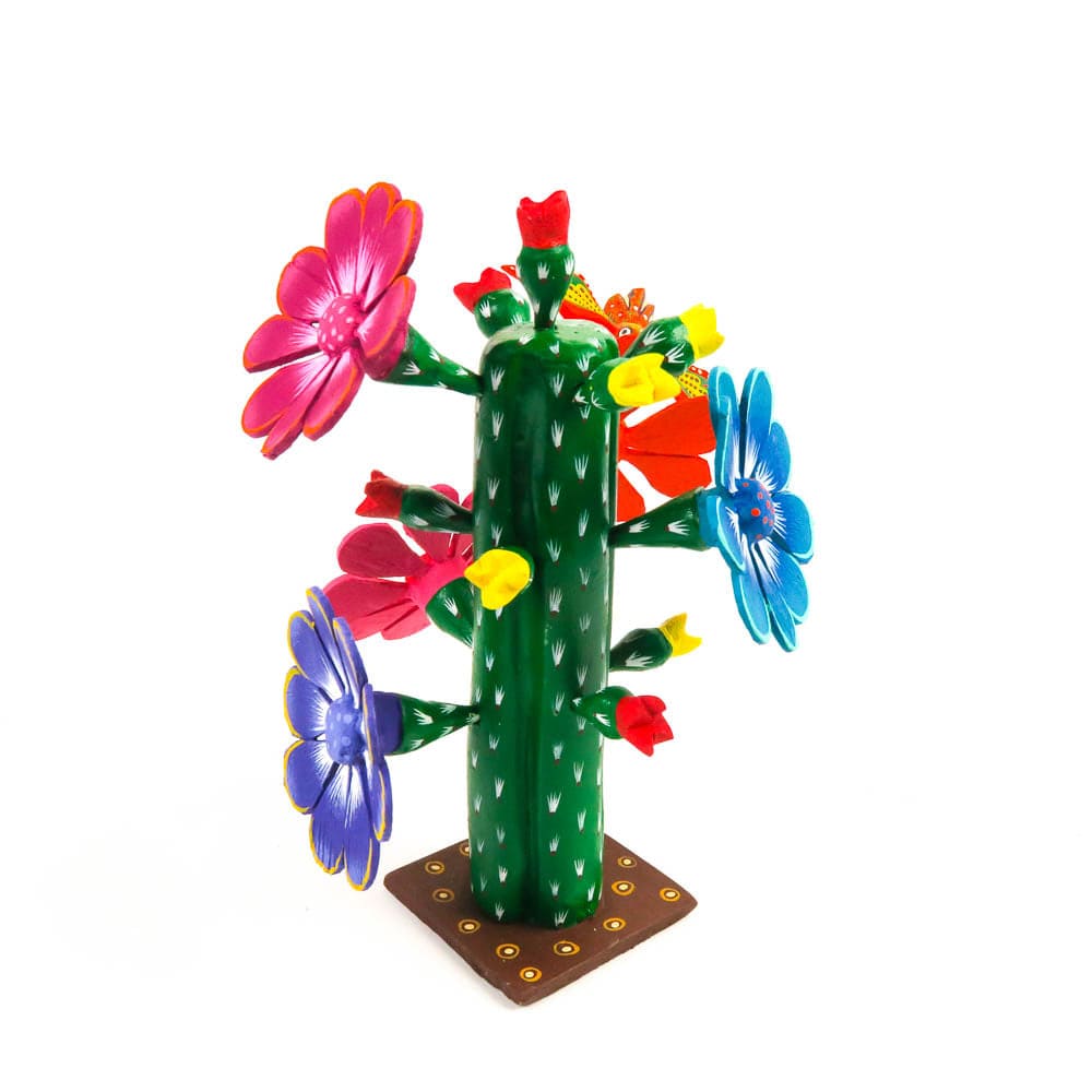 Cactus With Hummingbird - Oaxacan Alebrije Wood Carving