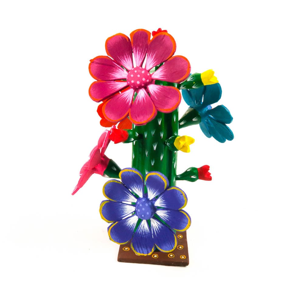 Cactus With Hummingbird - Oaxacan Alebrije Wood Carving