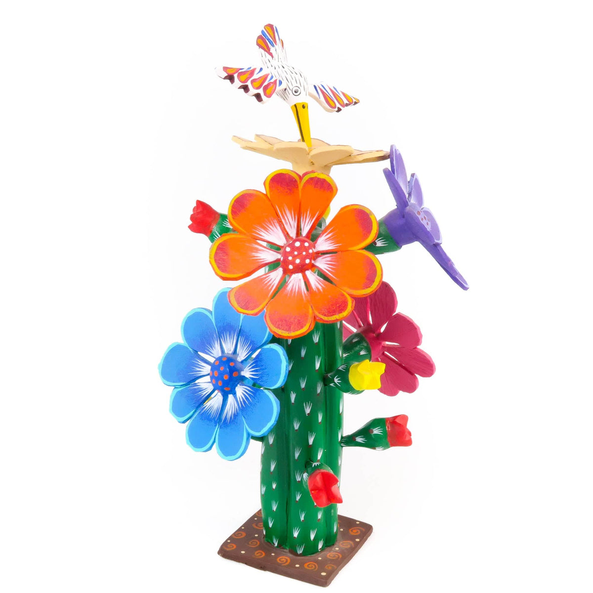 Cactus With Hummingbird - Oaxacan Alebrije Wood Carving