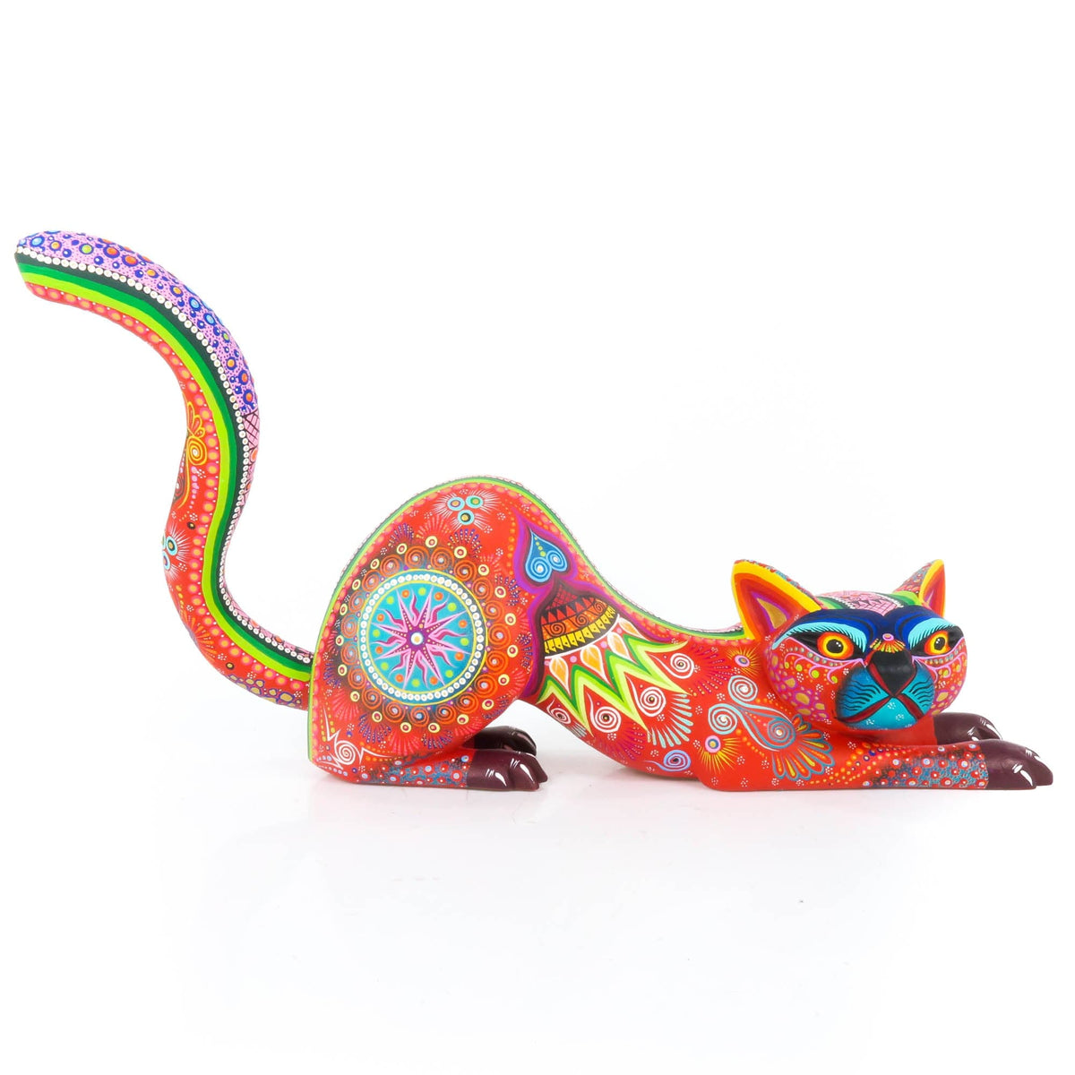 手彫り　木彫彩色　ひょっとこ　髭あり www-vivamexico-com-alebrije-