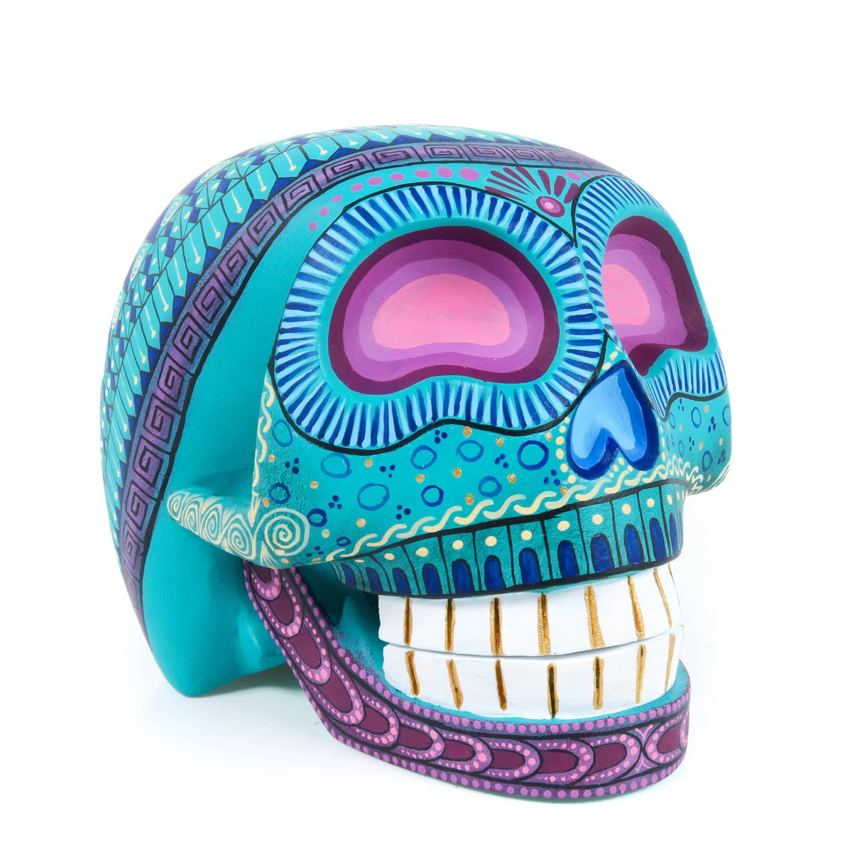 Day of The Dead Skull (Turquoise) - Oaxacan Alebrije Wood Carving