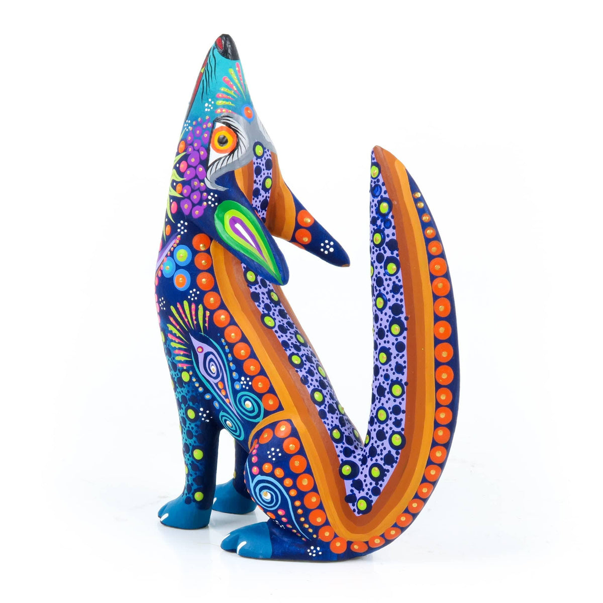 Howling Coyote (Blue) - Oaxacan Alebrije Wood Carving – VivaMexico