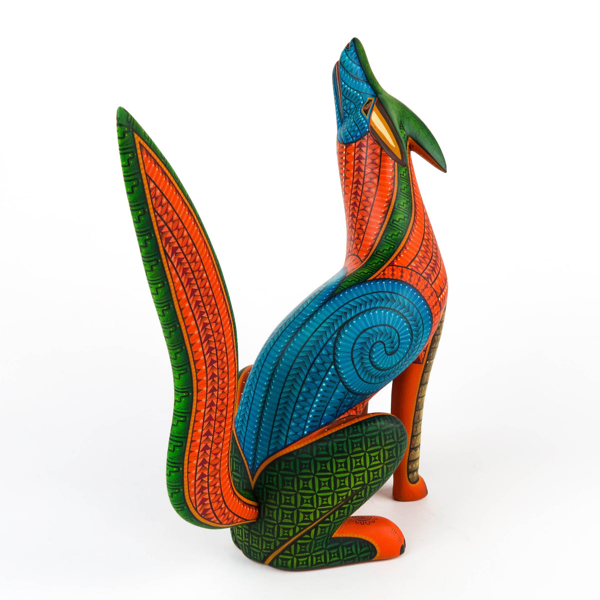 Howling Coyote - Oaxacan Alebrije Wood Carving Sculpture - Nestor