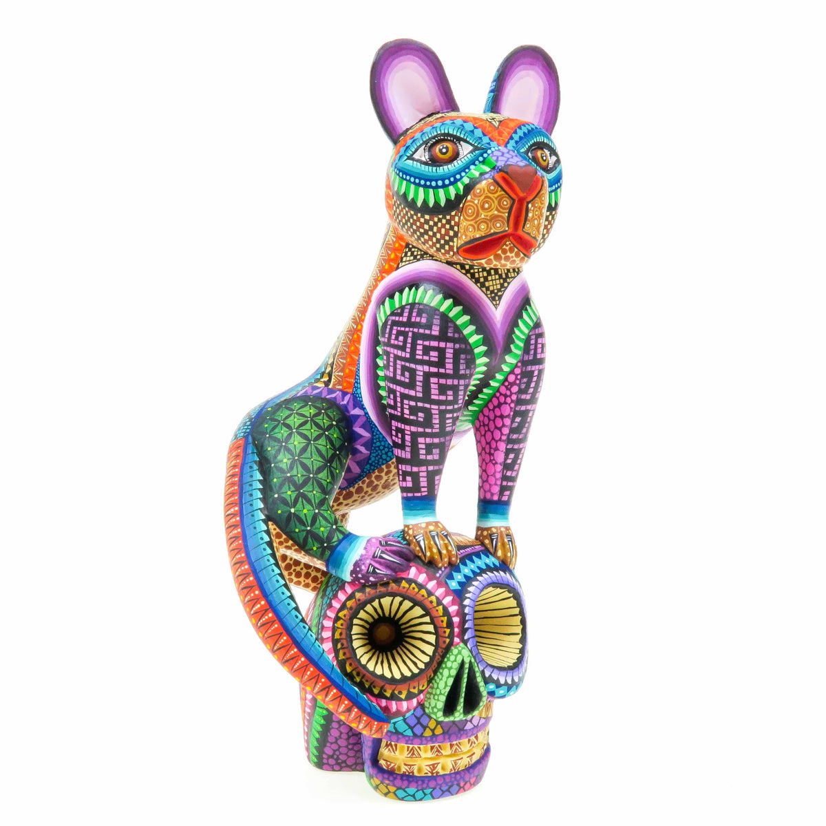 Jaguar On Skull Masterpiece - Oaxacan Alebrije Wood Carving