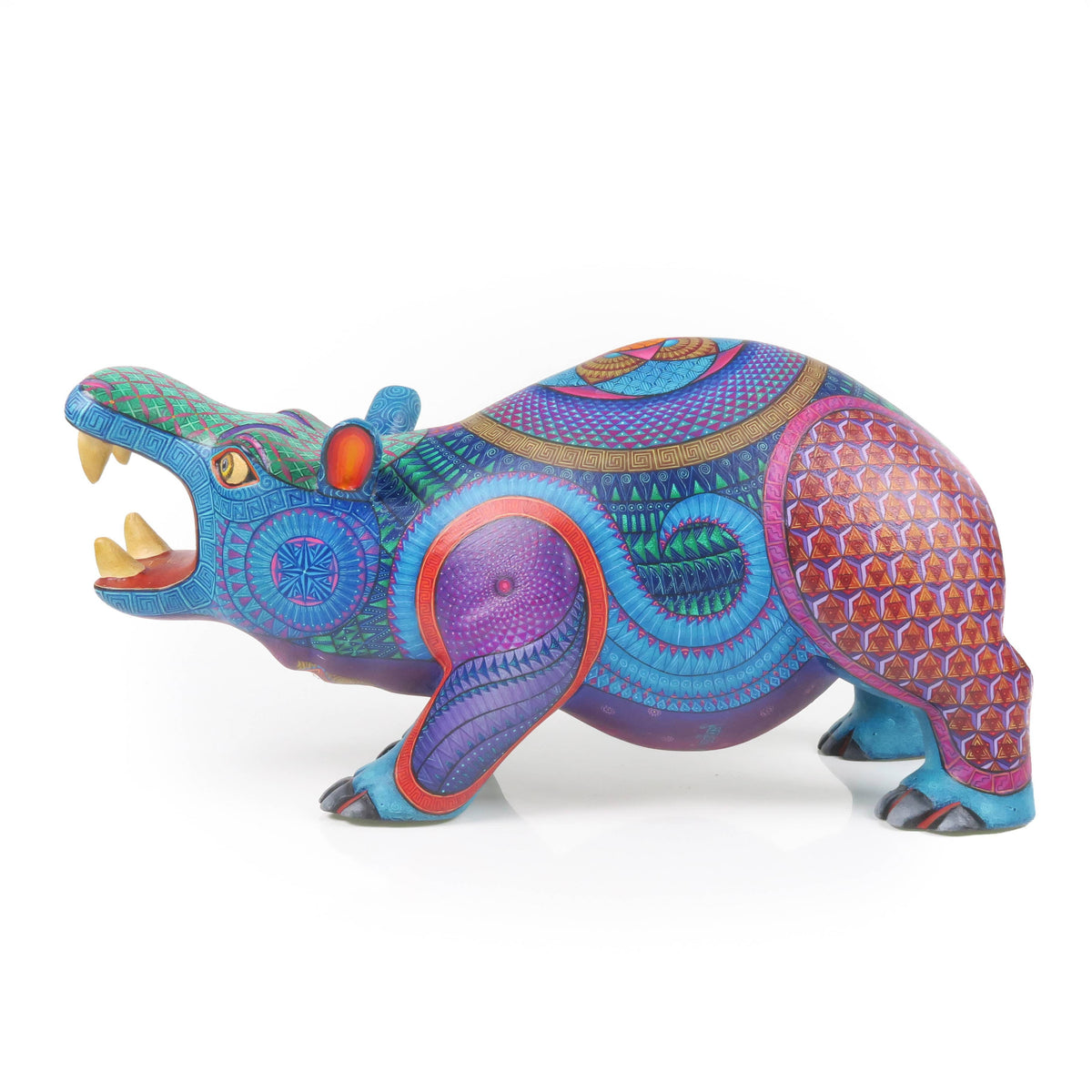 Oaxacan Wood Carving Hand Made Hippos By Estudio shops 2403. PP434