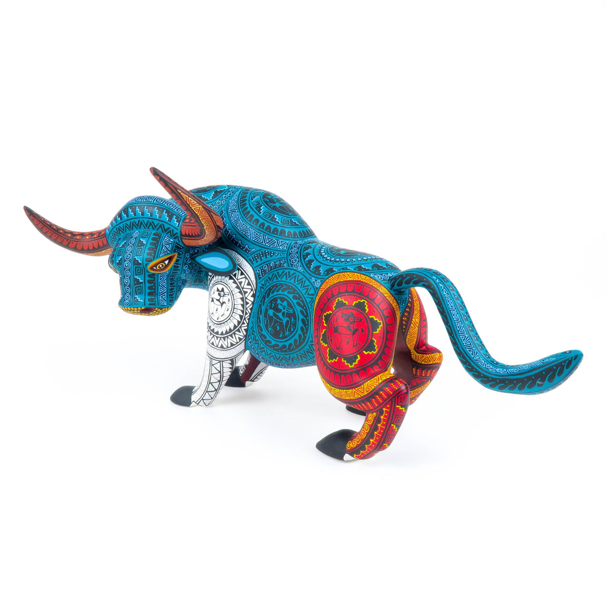 Mexico Bull Wooden おうし ブル 牡牛 木製の雄牛の像 Hand Ox Zodiac - Figurine Statue Bull Wooden Sandalwood Red Carved 工芸品
