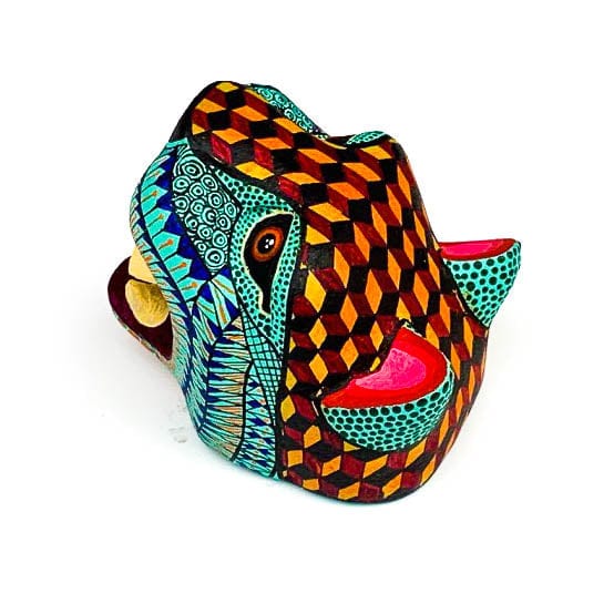 Small Cougar Head - Oaxacan Alebrije Wood Carving - Nestor Melchor