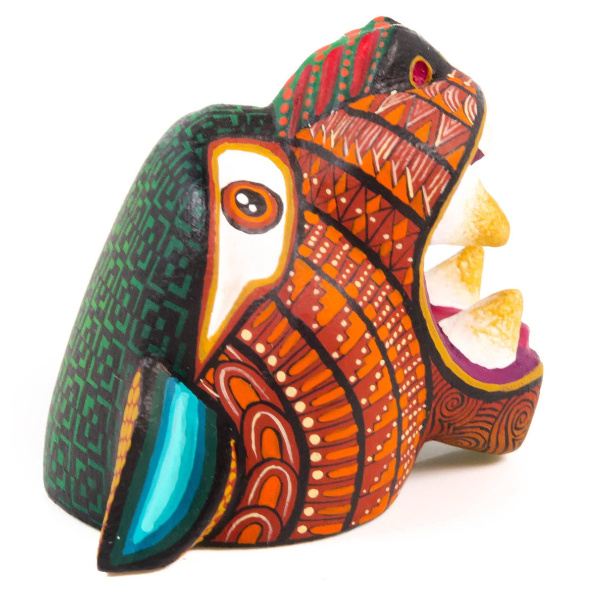 Small Jaguar Head (Brown) - Oaxacan Alebrije Wood Carving