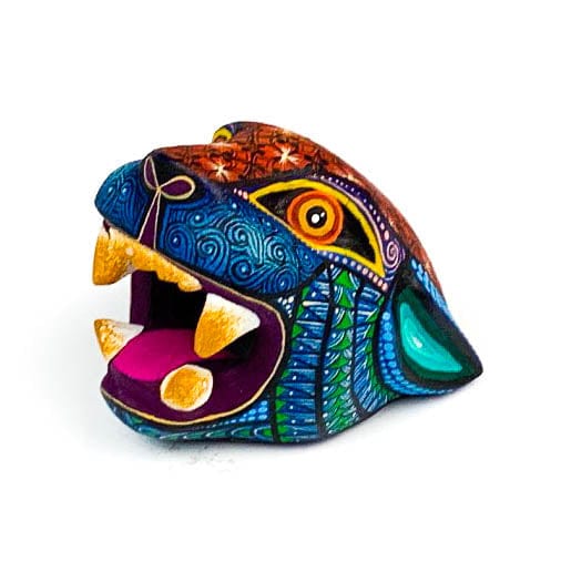 Small Jaguar Head - Oaxacan Alebrije Wood Carving - Nestor Melchor