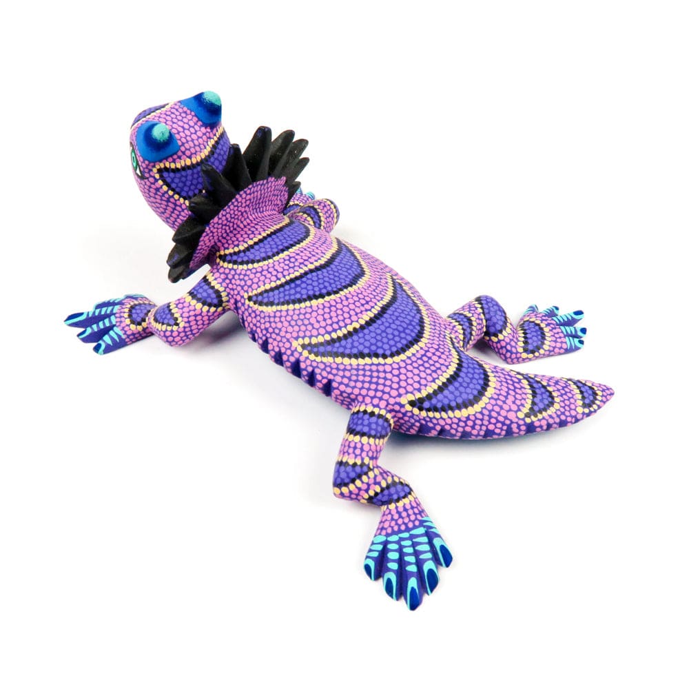 Vibrant Purple Horned Lizard - Oaxacan Alebrije Wood Carving