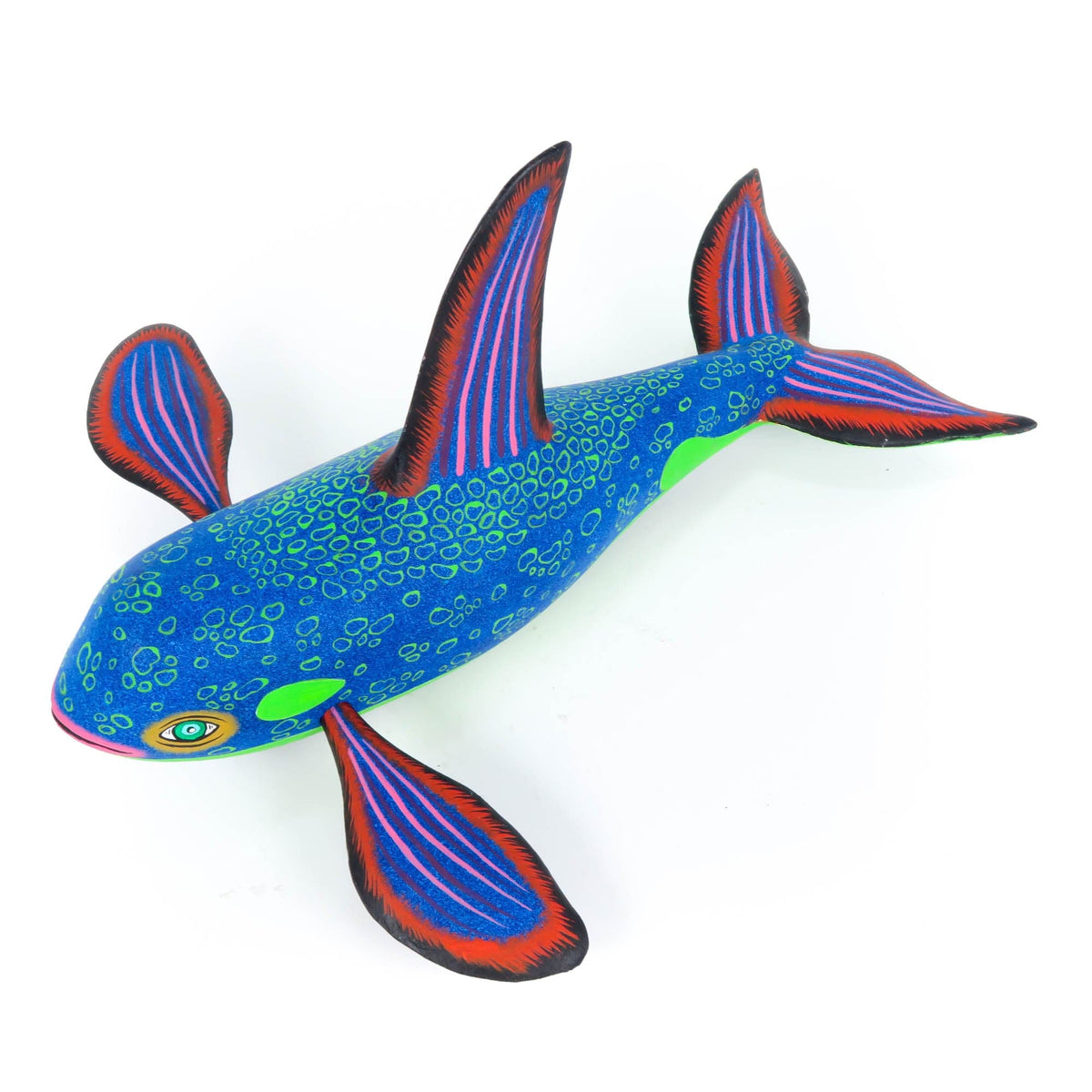 Whale(Blue,Green,Purple)-Oaxacan Alebrije Wood Carving-Eleazar