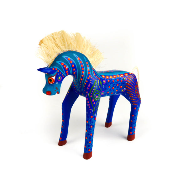 Blue Horse - Oaxacan Alebrije Wood Carving Mexican Folk Art Sculpture - VivaMexico.com