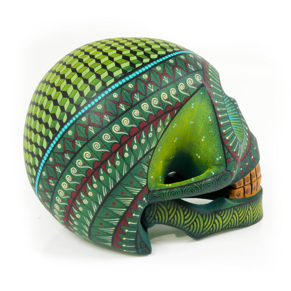 Day of The Dead Skull (Green) - Oaxacan Alebrije Wood Carving
