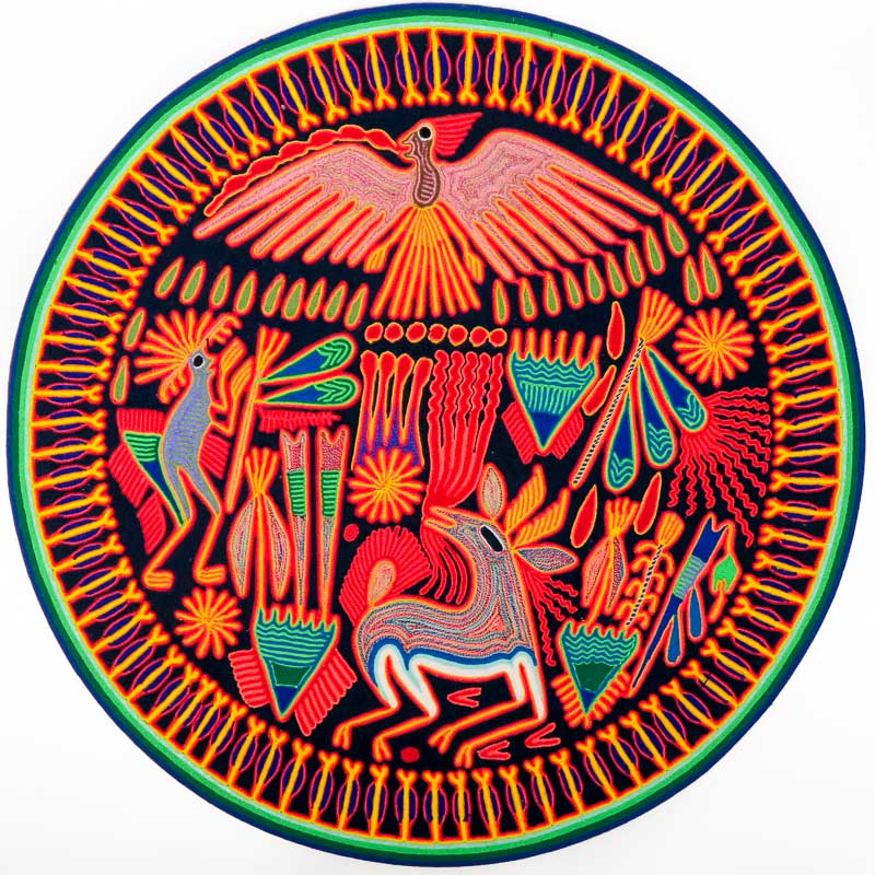 Huichol Yarn Painting (24" x 24") - VivaMexico.com