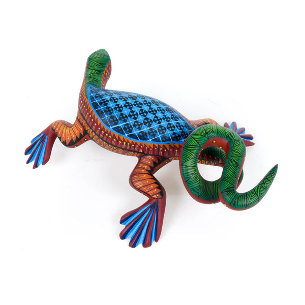 Green & Blue Iguana - Oaxacan Alebrije Wood Carving