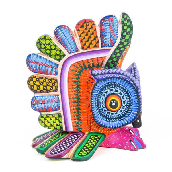 Vibrant Owl - Oaxacan Alebrije Wood Carving