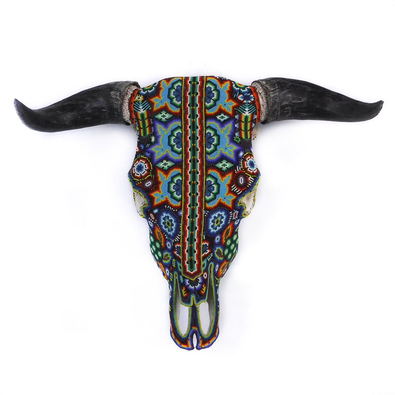 Huichol Beaded Bull And Cow Skulls From The Sierra Madre Mountains of Mexico