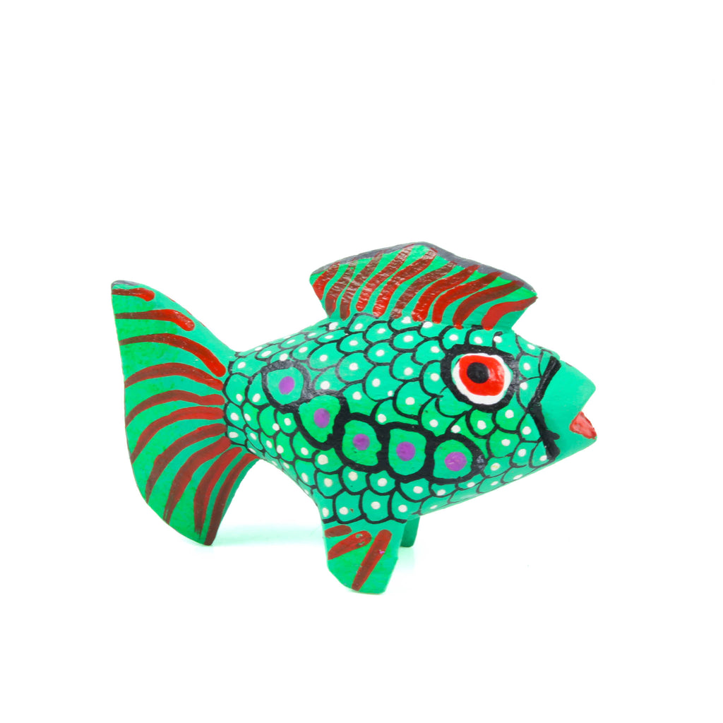 Mini Green Fish - Oaxacan Alebrije Wood Carving