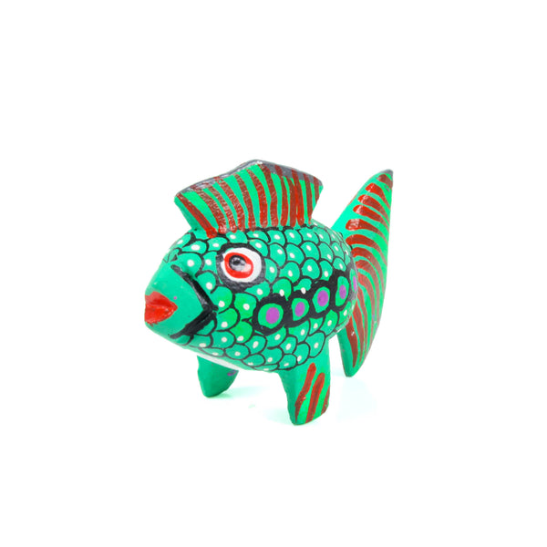 Mini Green Fish - Oaxacan Alebrije Wood Carving
