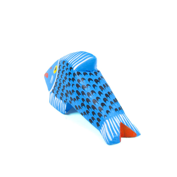 Mini Blue Fish - Oaxacan Alebrije Wood Carving