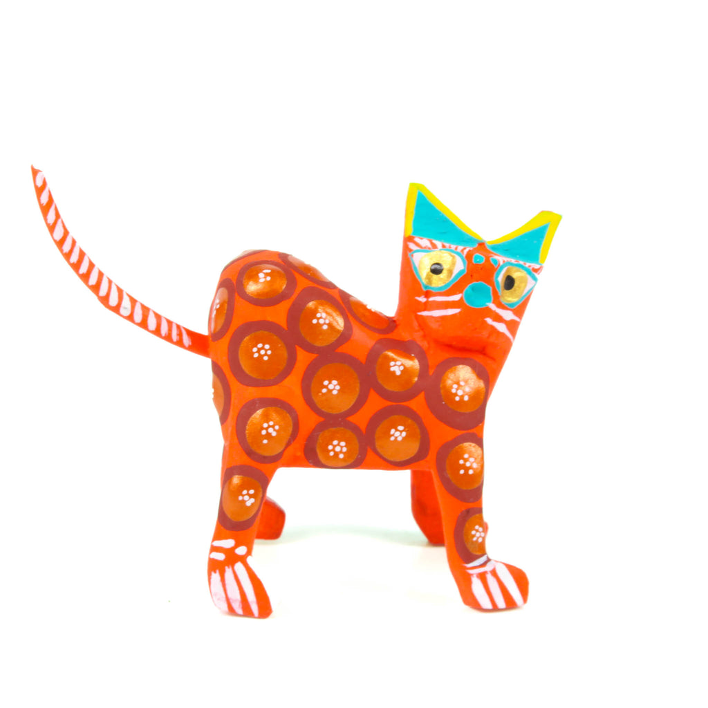 Mini Orange Cat - Oaxacan Alebrije Wood Carving