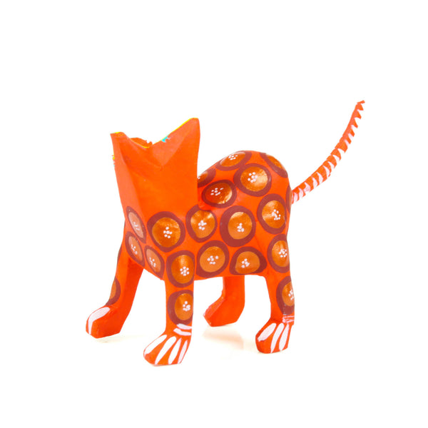 Mini Orange Cat - Oaxacan Alebrije Wood Carving