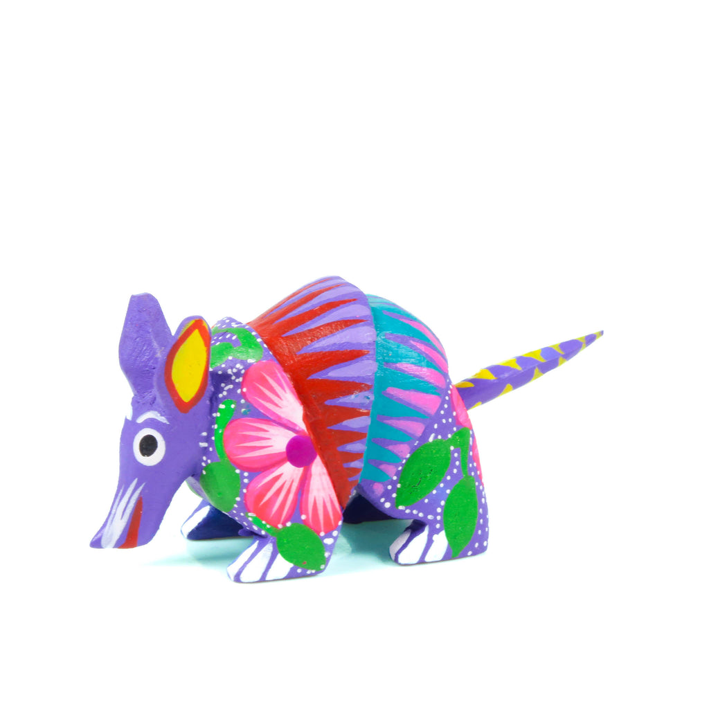 Mini Purple Armadillo - Oaxacan Alebrije Wood Carving