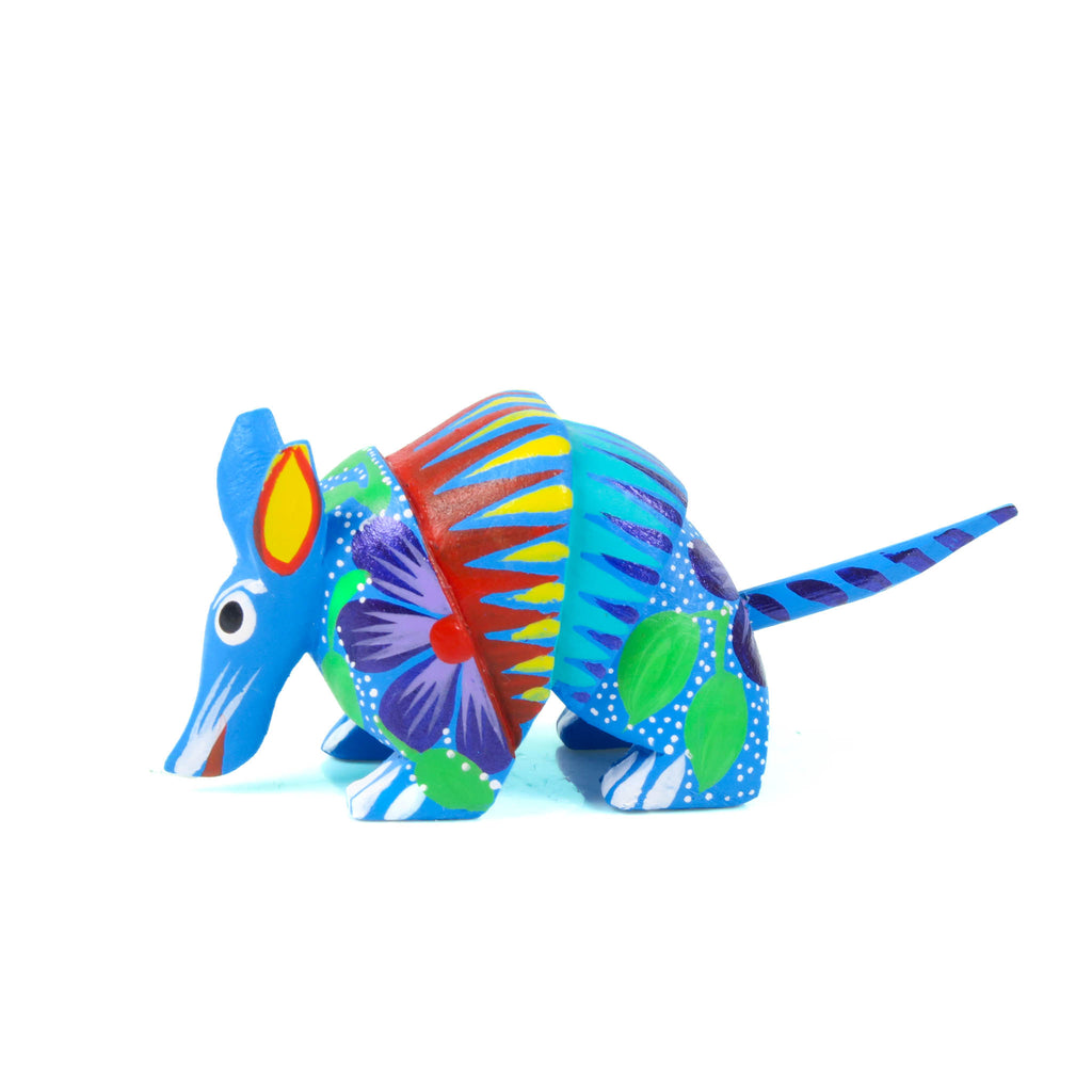 Mini Blue Armadillo - Oaxacan Alebrije Wood Carving