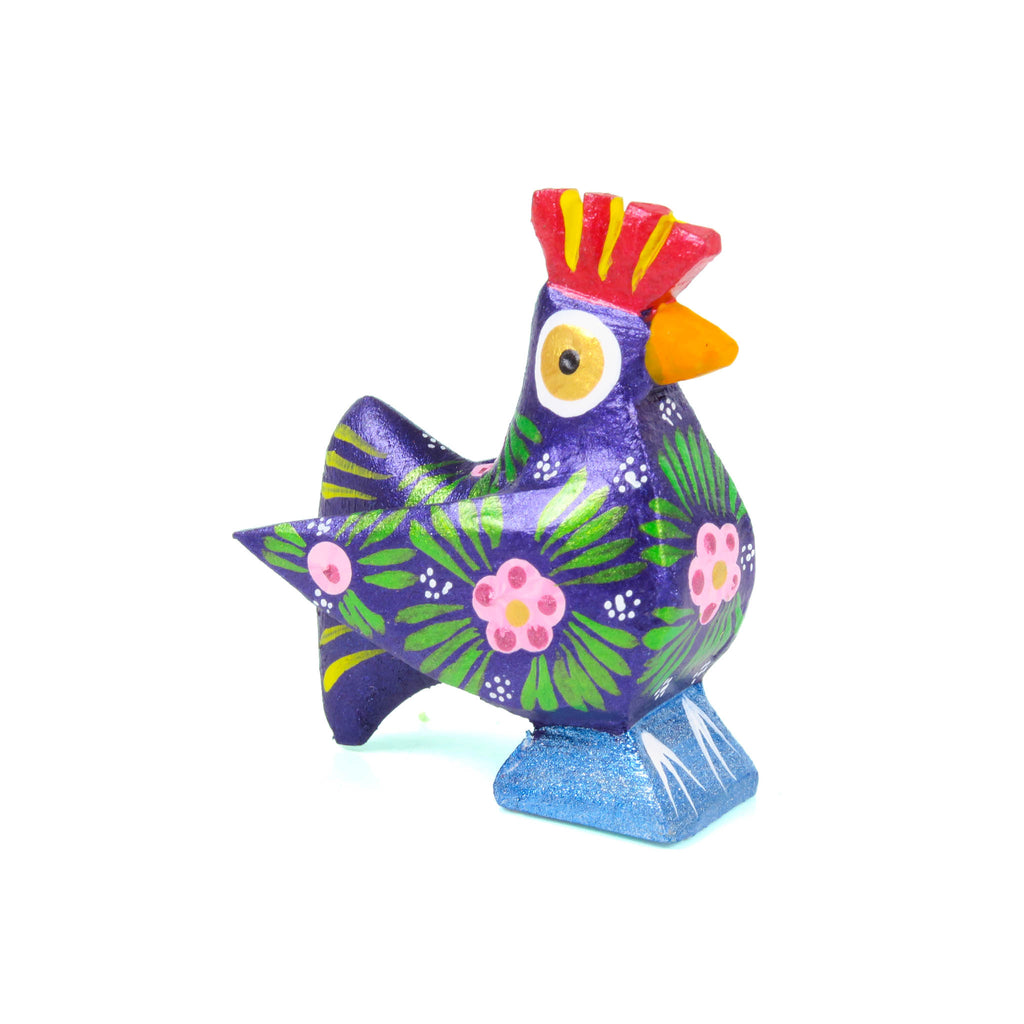 Mini Purple Rooster - Oaxacan Alebrije Wood Carving