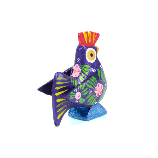 Mini Purple Rooster - Oaxacan Alebrije Wood Carving