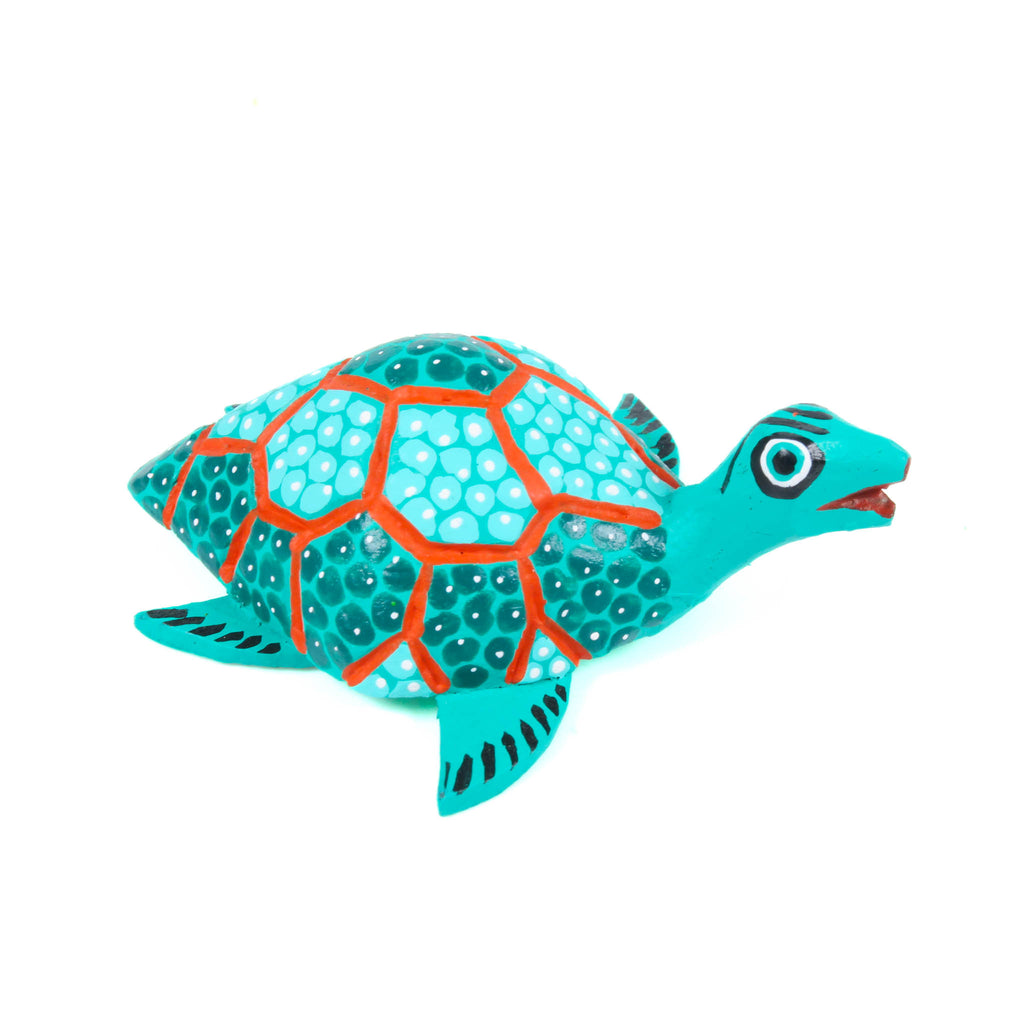 Mini Turquoise Turtle - Oaxacan Alebrije Wood Carving
