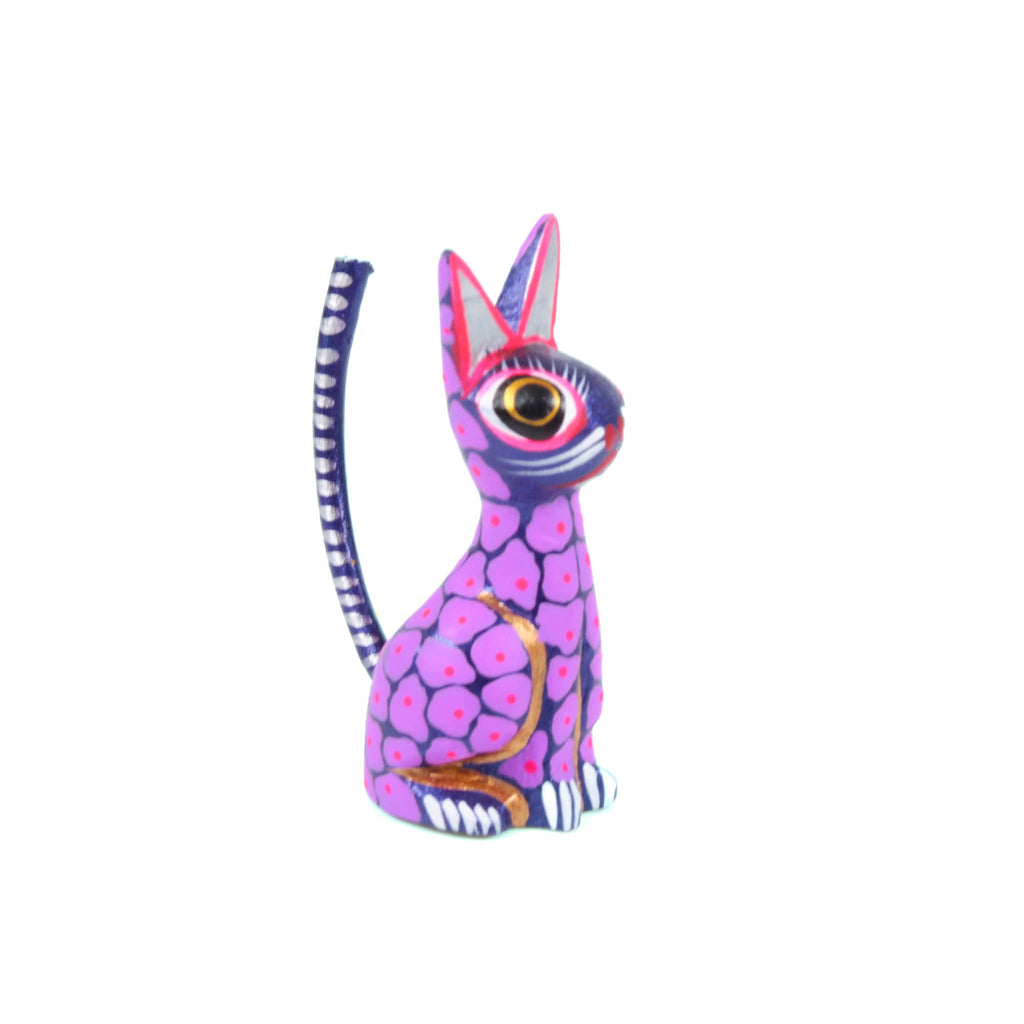 Mini Purple Cat - Oaxacan Alebrije Wood Carving