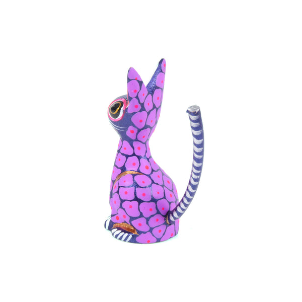 Mini Purple Cat - Oaxacan Alebrije Wood Carving