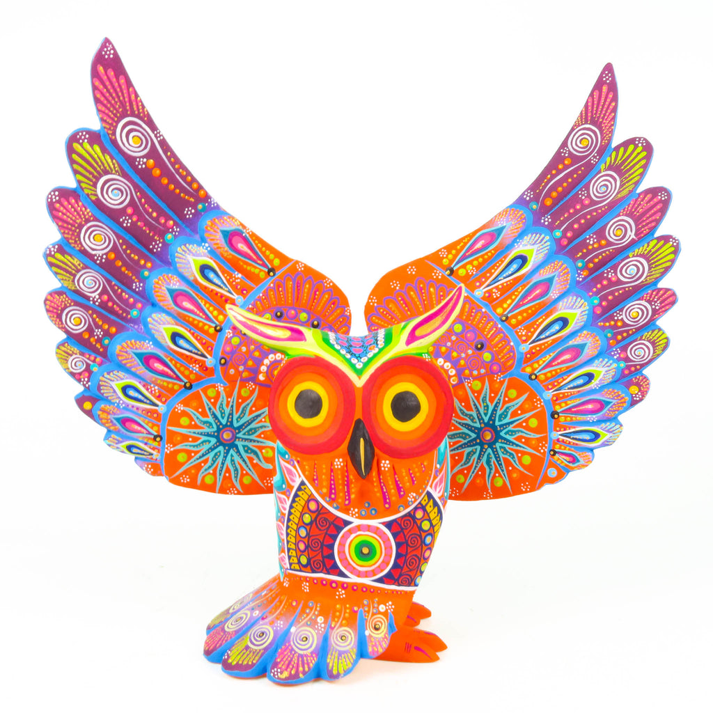 Orange Owl - Oaxacan Alebrije Wood Carving