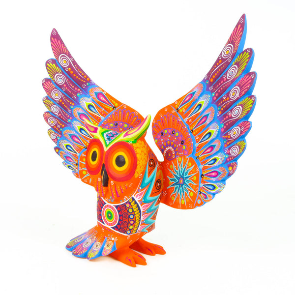 Orange Owl - Oaxacan Alebrije Wood Carving