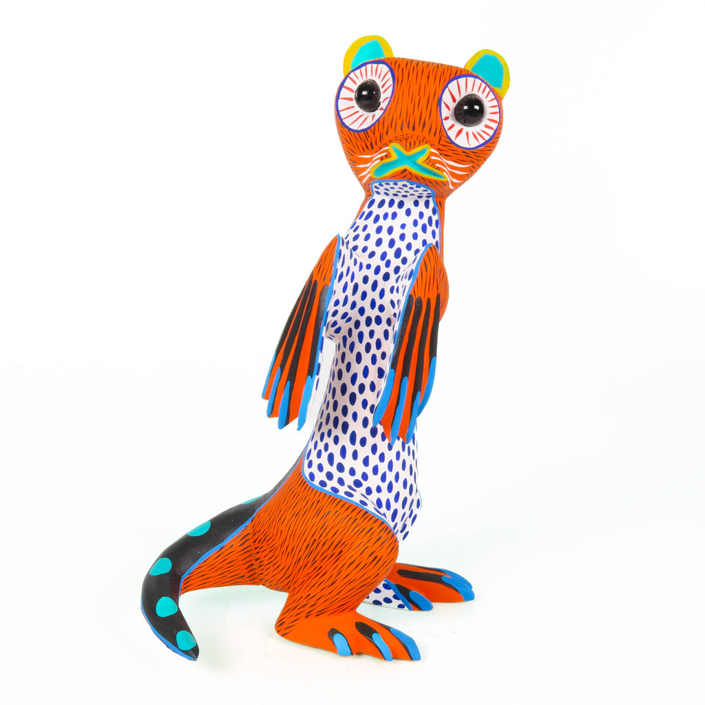 Orange Marble Eyed Otter - Oaxacan Alebrije Wood Carving