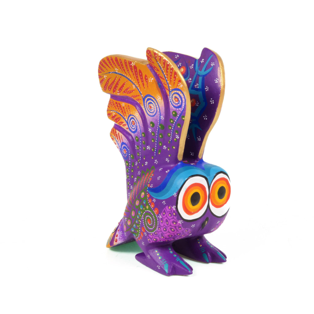 Beautiful Purple Owl - Oaxacan Alebrije Wood Carving - VivaMexico.com - Mexican Art