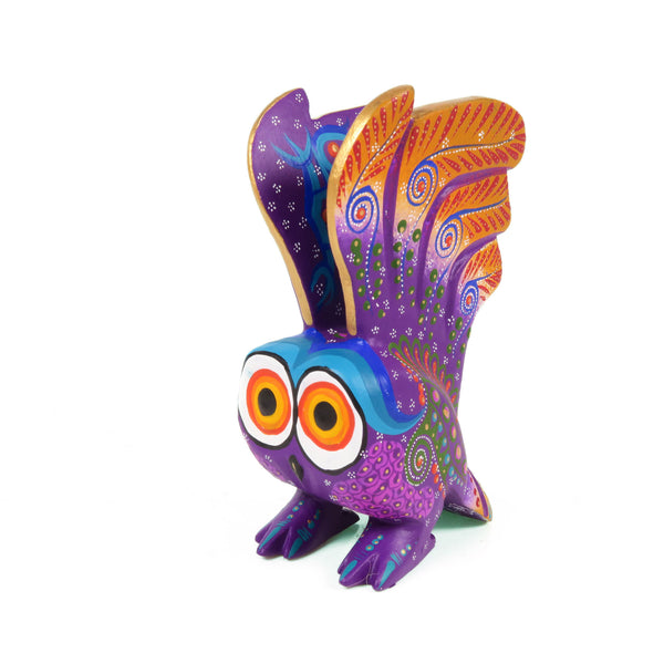 Beautiful Purple Owl - Oaxacan Alebrije Wood Carving - VivaMexico.com - Mexican Art