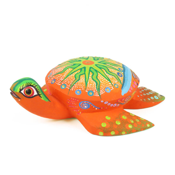 Orange Sea Turtle - Oaxacan Alebrije Wood Carving
