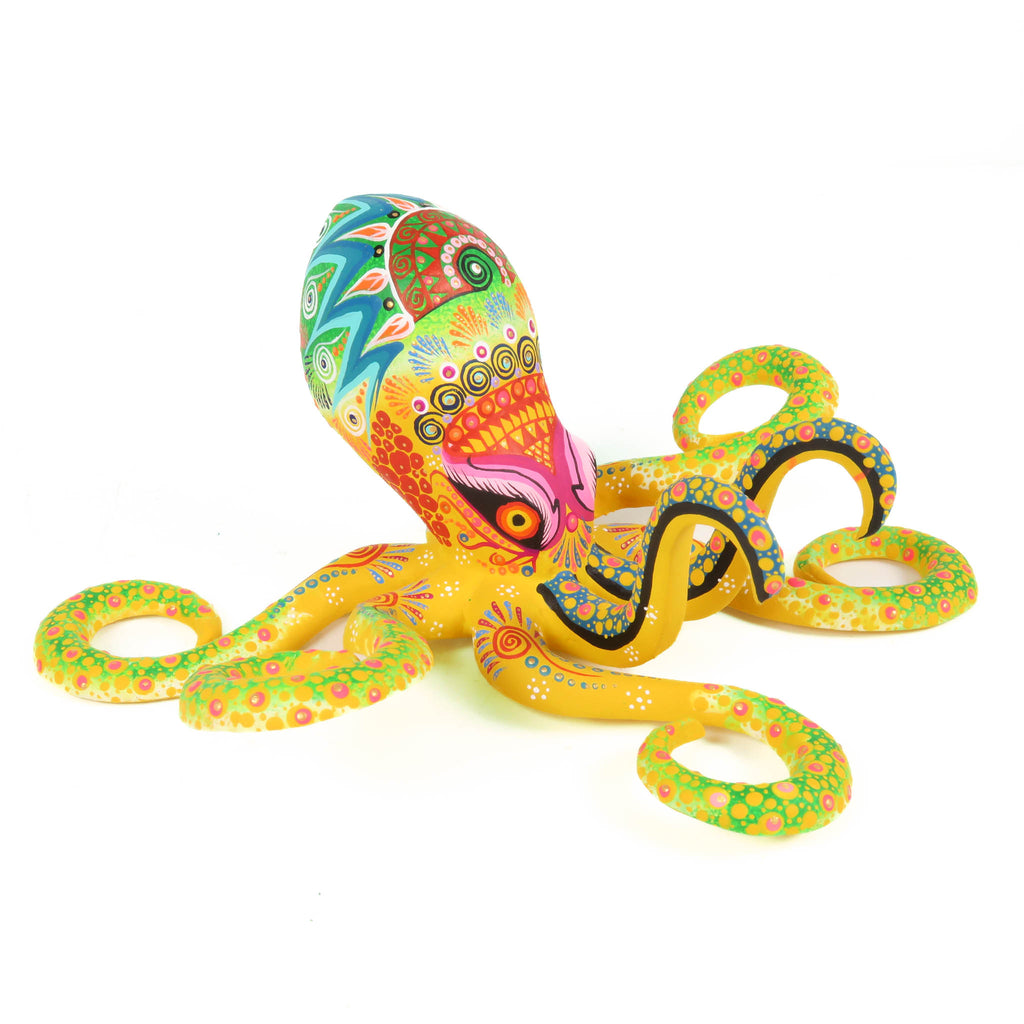 Yellow Octopus - Oaxacan Alebrije Wood Carving