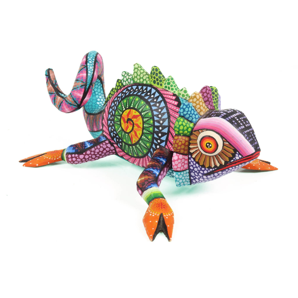 Vibrant Chameleon - Oaxacan Alebrije Wood Carving