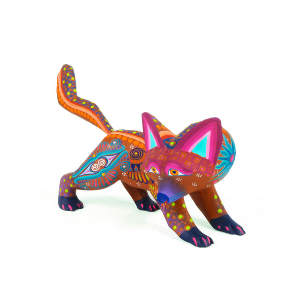 Brown Fox - Oaxacan Alebrije Wood Carving - VivaMexico.com - Mexican Art