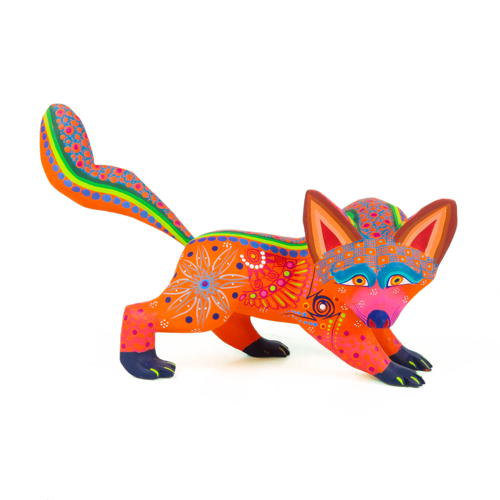 Orange Fox - Oaxacan Alebrije Wood Carving - VivaMexico.com - Mexican Art