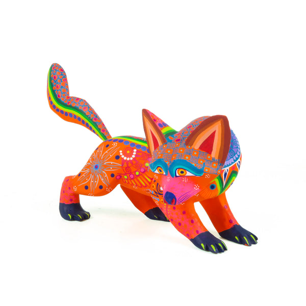 Orange Fox - Oaxacan Alebrije Wood Carving - VivaMexico.com - Mexican Art